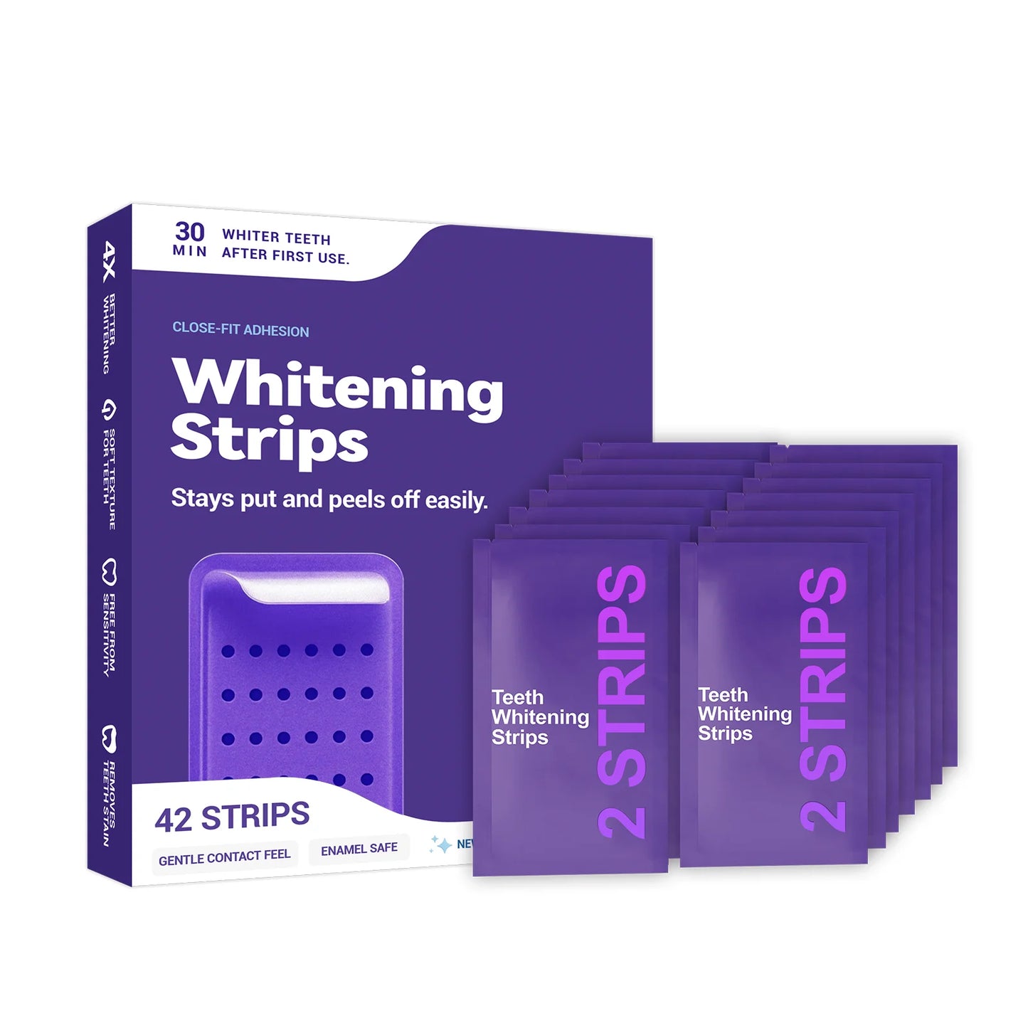 Purple Teeth Whitening Strips — Professional Dental Gel for a Brighter Smile in 3 Days