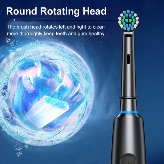 Professional Rechargeable Electric Toothbrush Kit — 8 Brush Heads + Travel Case Included
