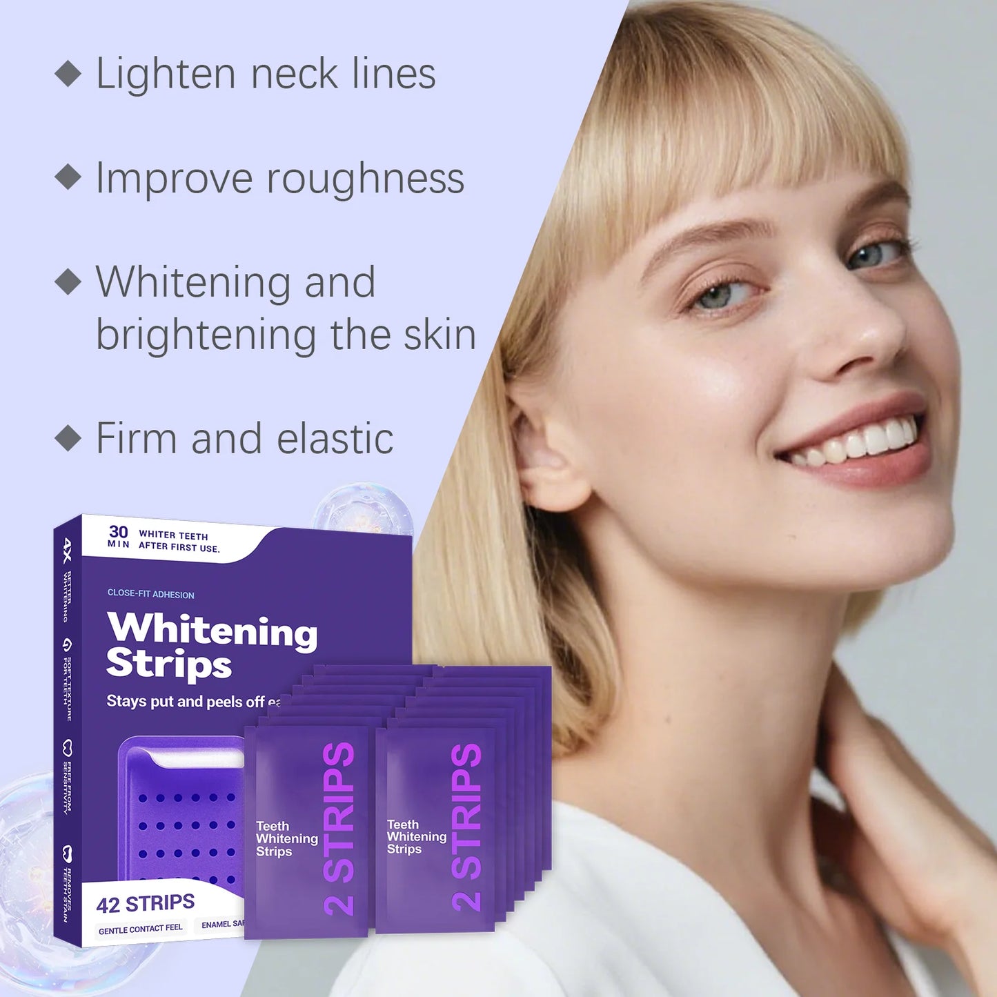 Purple Teeth Whitening Strips — Professional Dental Gel for a Brighter Smile in 3 Days