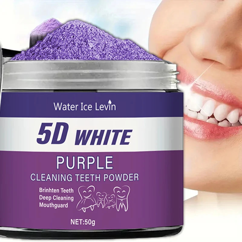 5D Purple Teeth Whitening Powder — Natural Pearl Essence Deep Clean & Fresh Breath