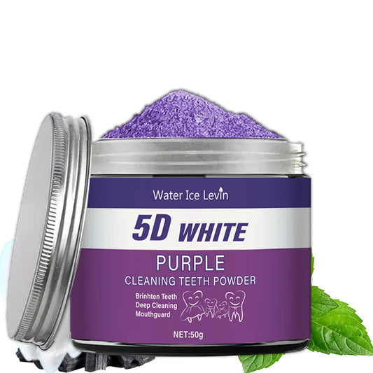 5D Purple Teeth Whitening Powder — Natural Pearl Essence Deep Clean & Fresh Breath