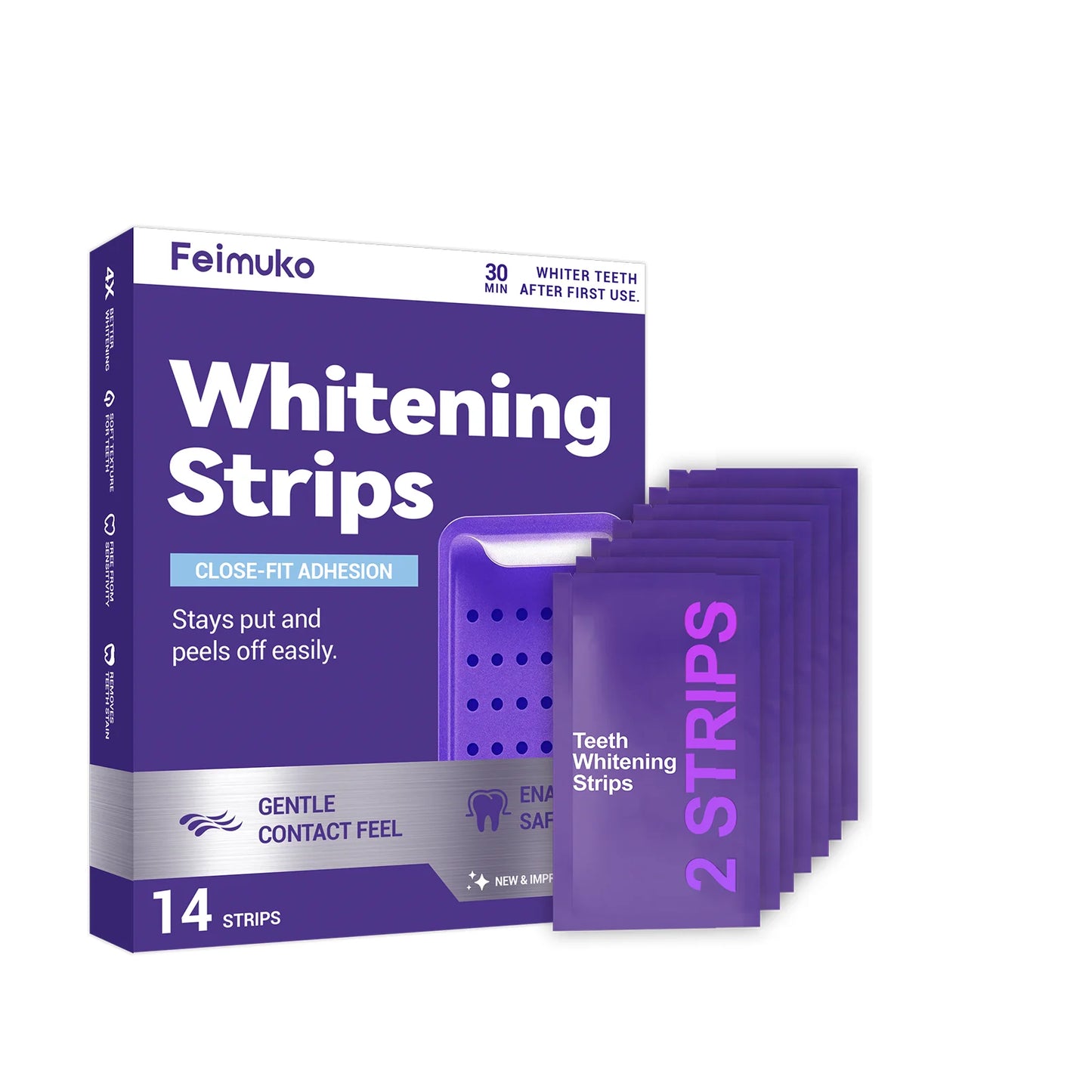 Purple Teeth Whitening Strips — Professional Dental Gel for a Brighter Smile in 3 Days