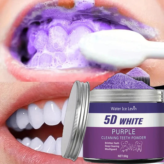 5D Purple Teeth Whitening Powder — Natural Pearl Essence Deep Clean & Fresh Breath